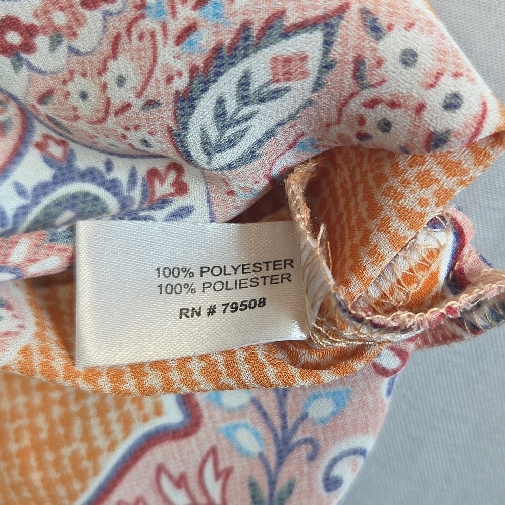 Rachel Zoe Womens Medium Sleeveless Boho Blouse Orange Medallion Print Tank Top - Picture 7 of 9